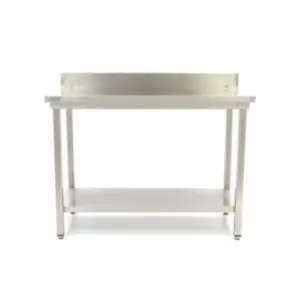 Bord i rostfritt stål med bakstycke - 60 x 70 cm - justerbar höjd
