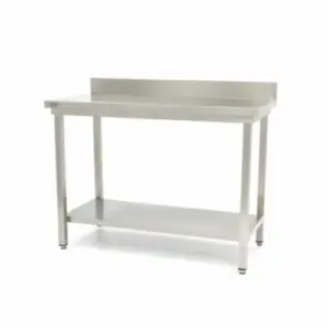 Bord i rostfritt stål med bakstycke - 100 x 60 cm - justerbar höjd
